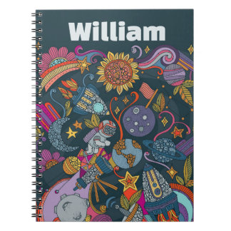 Caderno Espiral Poster de Nome de Espaço Personalizado para Crianç