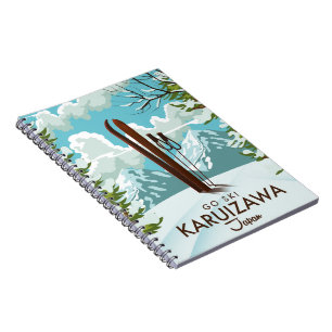 Caderno Espiral Poster de viagens de Esqui Karuizawa Japão