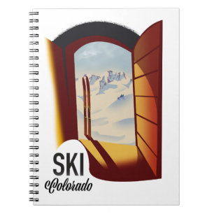 Caderno Espiral Poster de viagens de estilo de colheita do Ski Col