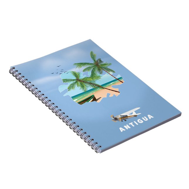 Caderno Espiral Poster de viagens de mapa Ilustrado de Antígua (Lado Direito)