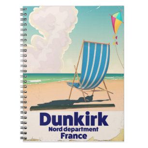 Caderno Espiral Poster de viagens de praia Dunkirk