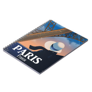 Caderno Espiral Poster de viagens de torre Eiffel em Paris França