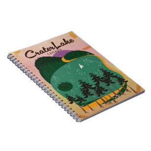 Caderno Espiral Poster de viagens do lago de cratera do Canadá
