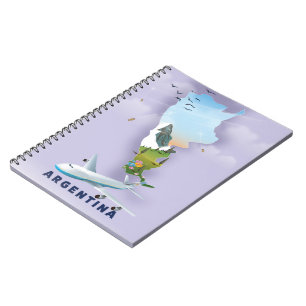 Caderno Espiral Poster de viagens do Mapa Argentina