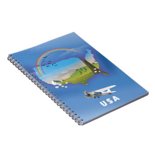 Caderno Espiral POSTER DE VIAGENS Ilustrado EUA