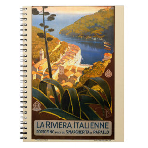 Caderno Espiral Poster de viagens italiano Riviera Europe Itália