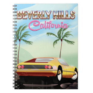Caderno Espiral Poster de viagens retro de Beverly Hills