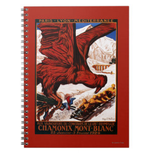 Caderno Espiral poster dos Jogos Olimpiadas de inverno de 1924