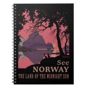 Caderno Espiral Pôster Minimalista do Pôr do Sol na Noruega - Fior