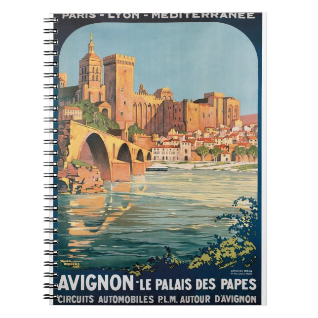 Caderno Espiral Poster vintage de avignon francia (Frente)
