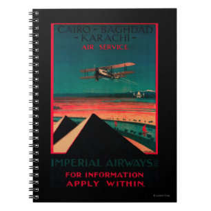 Caderno Espiral Poster vintage do ar do Cairo - de Bagdade - de