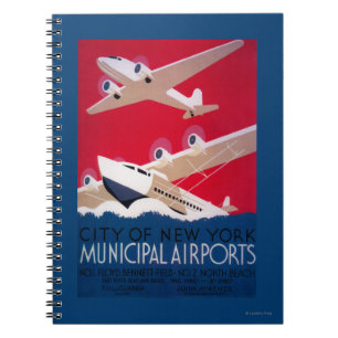 Caderno Espiral Poster vintage municipal do aeroporto da Nova