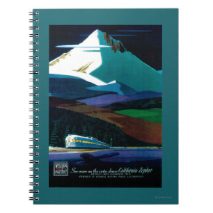 Caderno Espiral Poster vintage Zephyr da Califórnia no Pacífico Oc