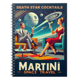 Caderno Espiral Posteres de viagens Espaciais Martini Coquetéis da