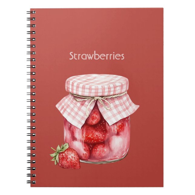Caderno Espiral Pote de Morangos Frutas Vermelhas (Frente)