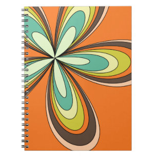 Caderno Espiral Potência de flor hippie retrô primavera dos anos