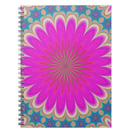 Caderno Espiral Potência Flor Psicodélica de Mandala Floral Retro