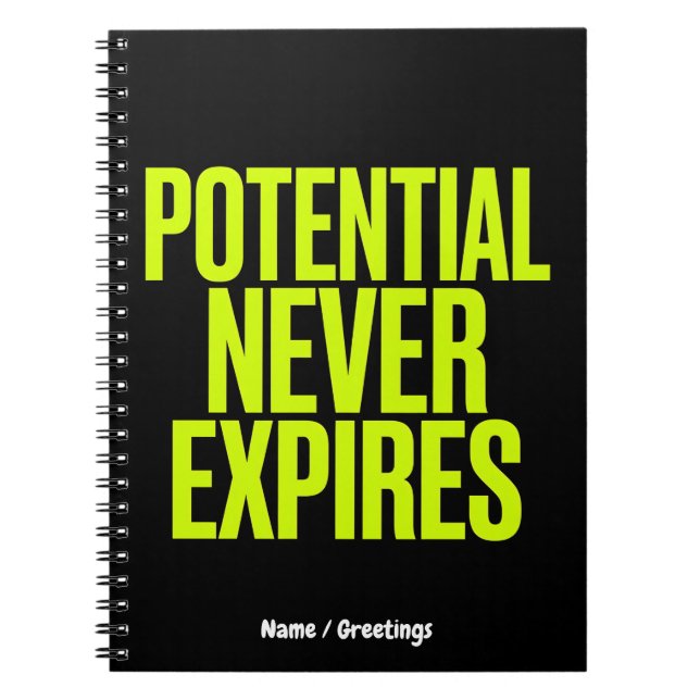 Caderno Espiral Potencial Nunca Expira Mentalidade de Crescimento  (Frente)