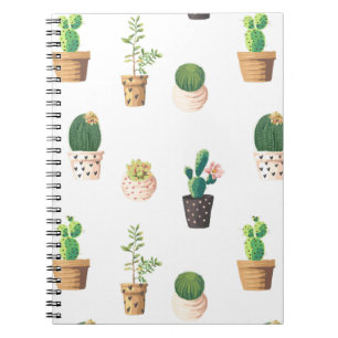 Caderno Espiral Potes de Suculento do Deserto Verde
