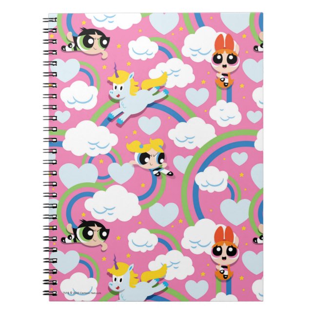 Caderno Espiral Powerpuff Girls & Donny Rainbow Patterno (Frente)
