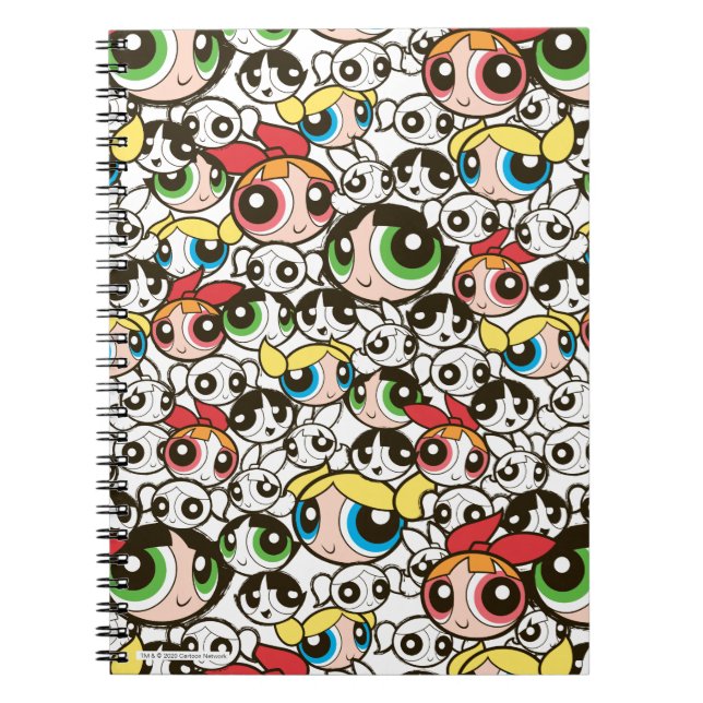 Caderno Espiral Powerpuff Girls Face Patterno (Frente)