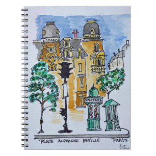 Caderno Espiral Praça Alphonse Deville Paris, França