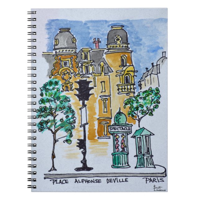 Caderno Espiral Praça Alphonse Deville | Paris, França (Frente)
