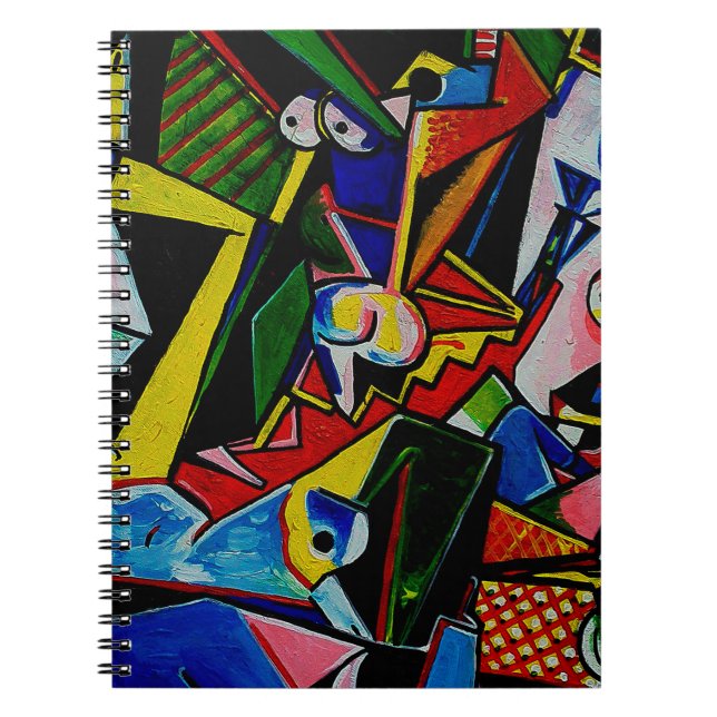 Caderno Espiral Praça de Curva de Triângulo de Pintura de Abstrato (Frente)