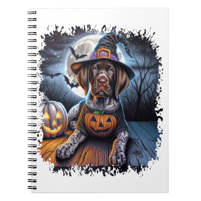 Caderno Espiral Praça do Cachorro Pointer Halloween (Frente)