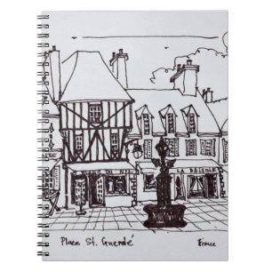 Caderno Espiral Praça Saint-Guenole, Concarneau Bretanha