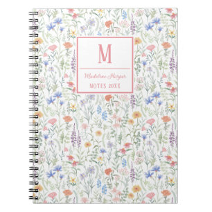 Caderno Espiral Prado de Flores Silvestres Coquette Personalizado