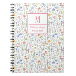 Caderno Espiral Prado de Flores Silvestres Coquette Personalizado 