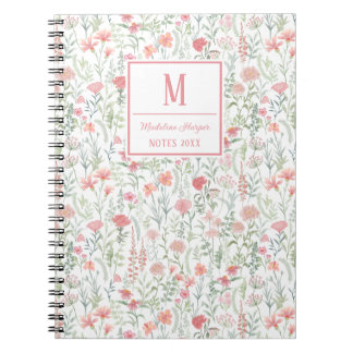 Caderno Espiral Prado de Flores Silvestres Coquette Rosa Personali