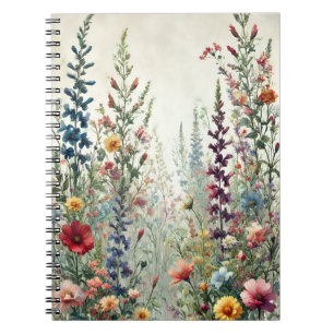 Caderno Espiral Prado de Flores Silvestres – Delicada Floral Botân