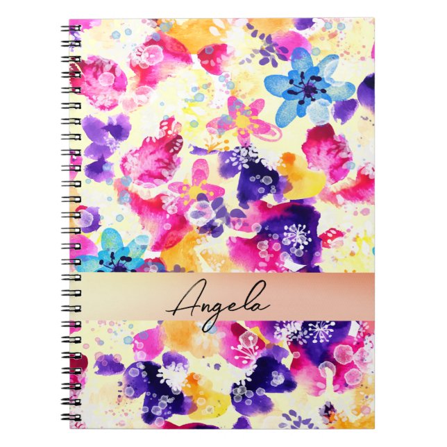 Caderno Espiral Prado de Flores Silvestres Florais Rústicas (Frente)