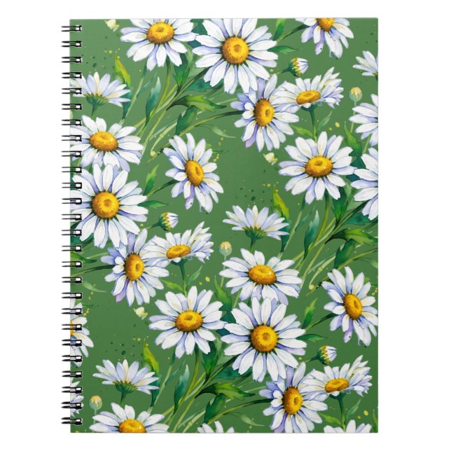 Caderno Espiral Prado de margaridas. Aquarelas. (Frente)