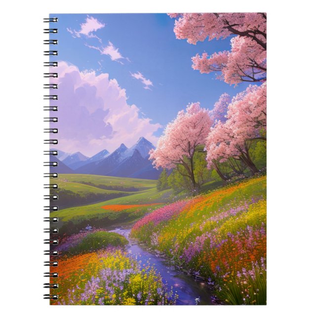 Caderno Espiral Prado Verde com Fluxo Babbling (Frente)