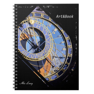 Caderno Espiral Praga, pulso de disparo astronômico, arte checa
