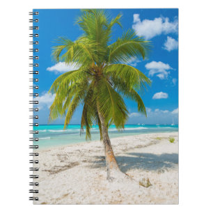 Caderno Espiral Praia arenosa com palmeira tropical