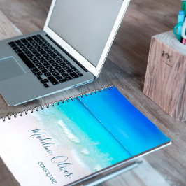 Caderno Espiral Praia de Negócios à Beira-Mar Verão Azul 