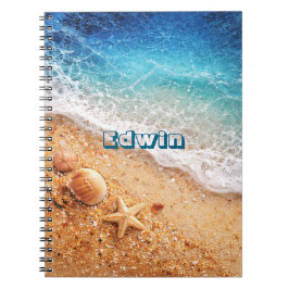 Caderno Espiral Praia de Nome Personalizado 