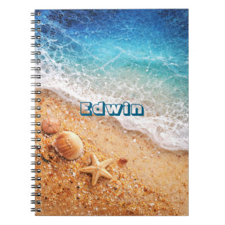 Caderno Espiral Praia de Nome Personalizado