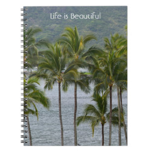 Caderno Espiral Praia de Palmeiras Tropicais Kauai (minha fotograf
