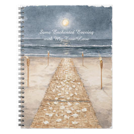 Caderno Espiral Praia do Oceano numa Noite Encantada