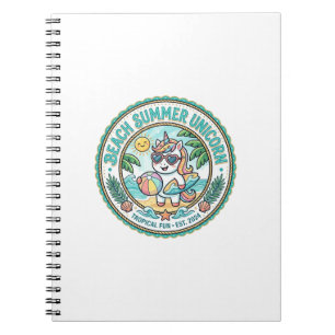 Caderno Espiral Praia do Unicórnio Verão Unicórnio POD Roupas Pron