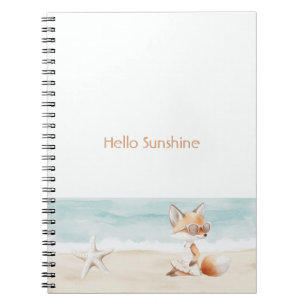 Caderno Espiral Praia Oceano Estrela-do-Mar Raposa Olá Sol