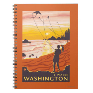 Caderno Espiral Praia & papagaios - Ilwaco, Washington