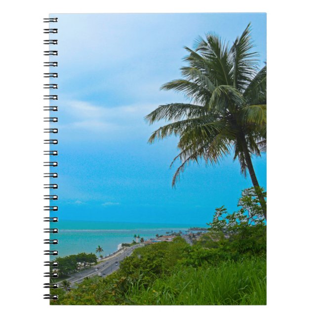 Caderno Espiral praia silenciosa com coqueiro (Frente)