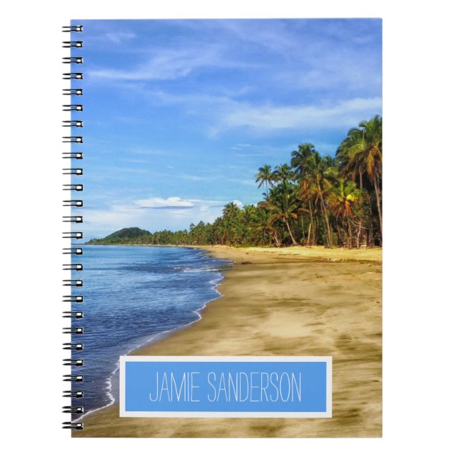 Caderno Espiral Praia Tropical Adicione Seu Nome (Frente)