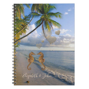 Caderno Espiral Praia Tropical,Cavalo-Marinho Apaixonado-Personali